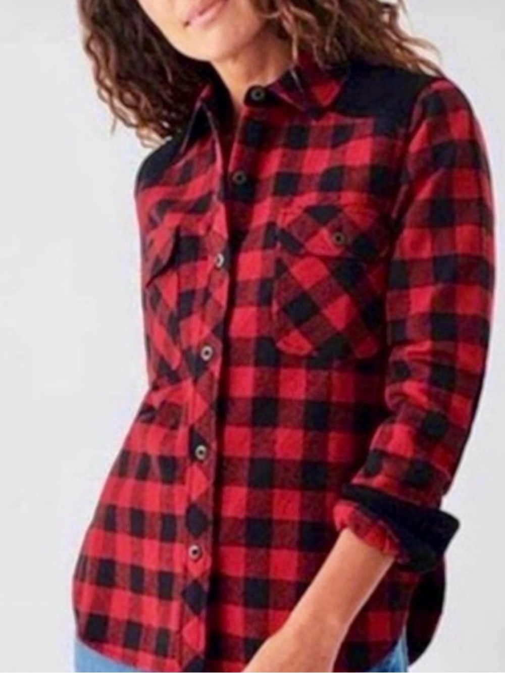 Faherty Classic Red and Black Plaid Button-Up Shirt
